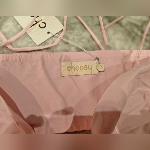 NWT Choosy Light Pink Tie-Front Strapless Corset Crop Top Size 12 - Picture 4 of 9